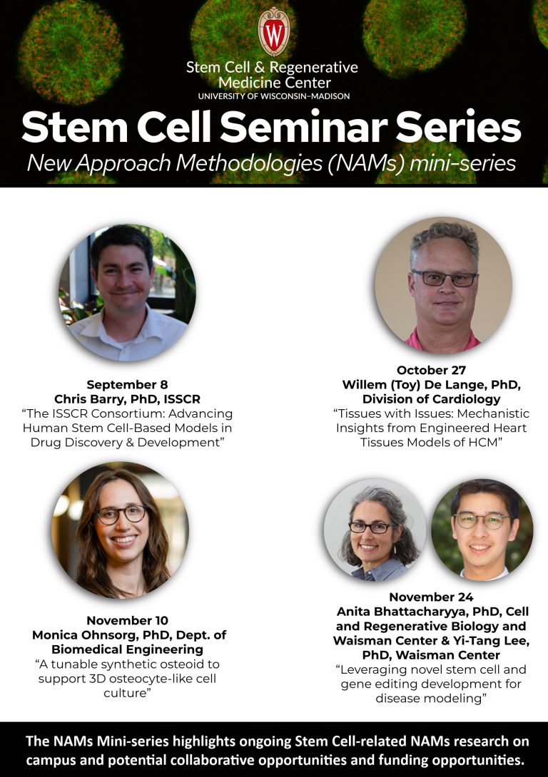 NAMS poster highlighting four speakers with their images