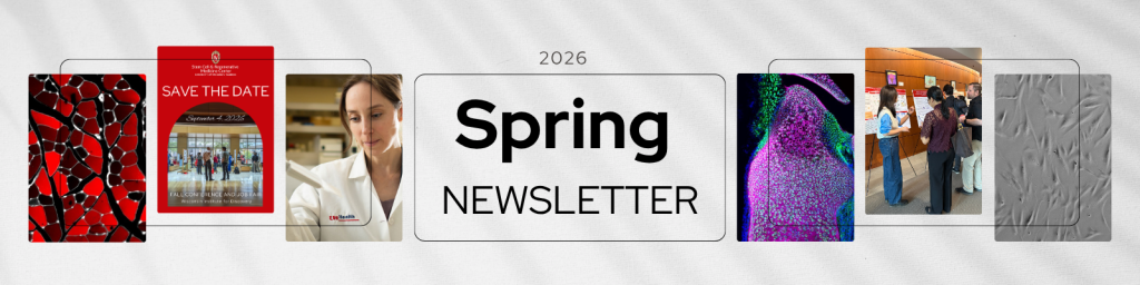 Banner for spring newsletter 2026 with three images per side and "spring newsletter" listed in the middle